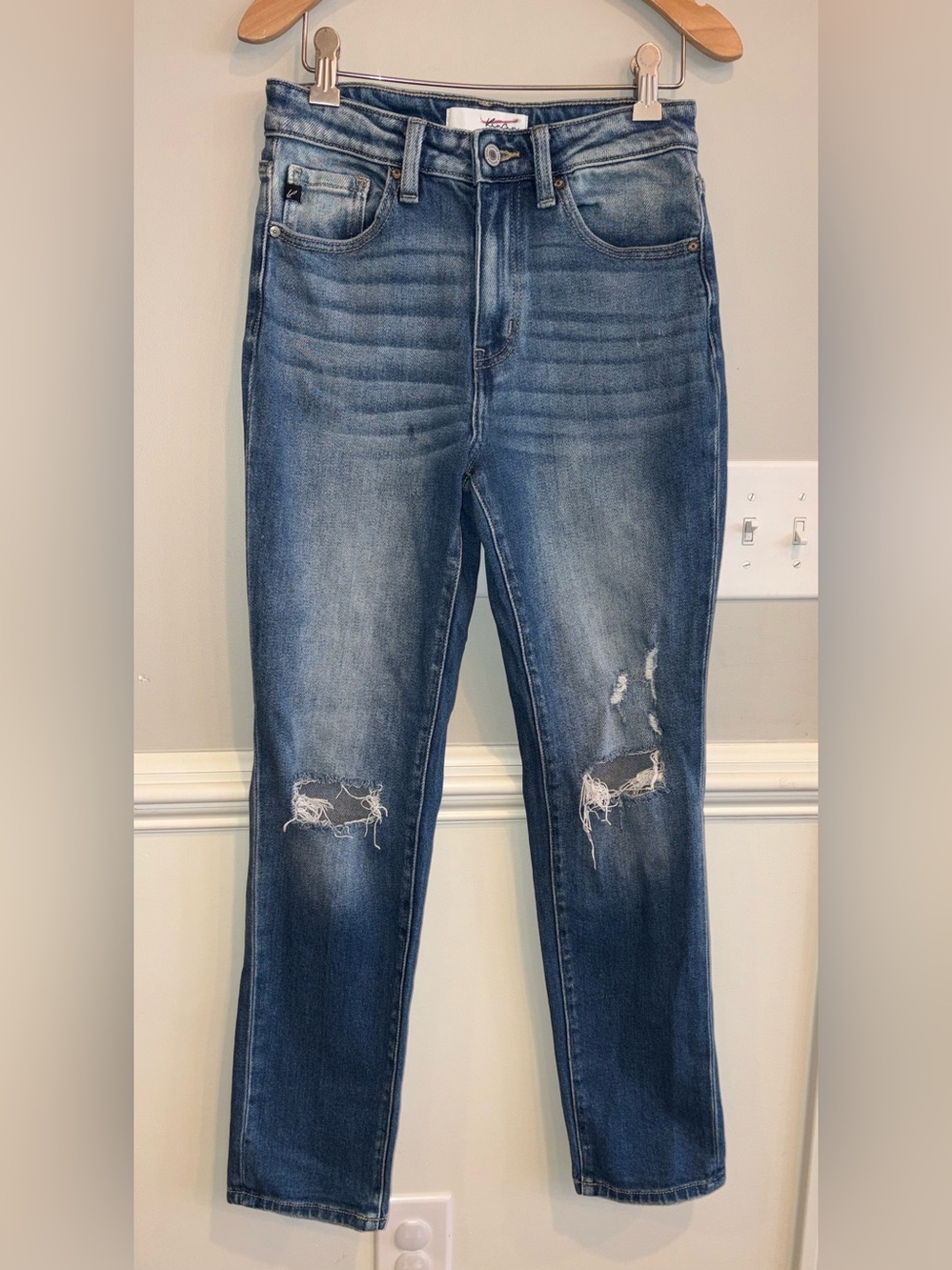 KanCan Raven High Rise Distressed Straight Leg Jeans Blue size 3/25